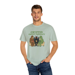 Cryptid Group Therapy Bigfoot, Mothman and Loch Nessie Unisex T-Shirt, Funny Graphic Tee, Gift for Cryptid Lovers, Quirky Casual Wear, Cool Humor Shirt