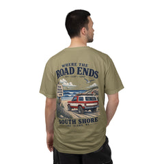 Where the Road Ends Long Island Unisex Garment-Dyed T-shirt