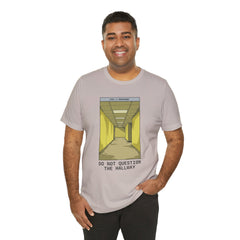 Do Not Question The Hallway T-Shirt — Retro Yellow Corridor Graphic Tee
