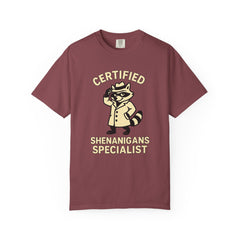 Certified Shenanigans Specialist T-Shirt | Funny Unisex Tee, Casual Wear, Gift for Raccoon Lovers, Cute Animal Shirt, Quirky Apparel