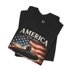 America 250th Submarine 125th Flag T-Shirt — Vintage USA Military Tee