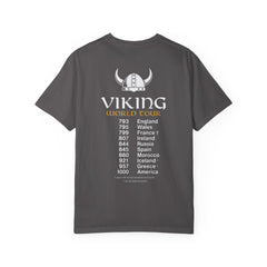 Viking World Tour T-Shirt, Garment-Dyed Apparel, Unisex Graphic Tee, Norse Mythology Gift, Festival Attire, Casual Wear