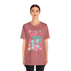 Summer Vibes Tee — Pastel Seashell Bow Beach T-Shirt