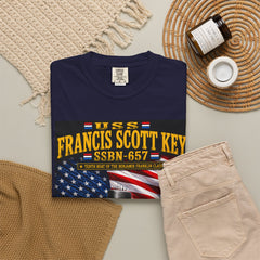 USS Francis Scott Key SSBN-657 Submarine T-Shirt – Forty One for Freedom, American Flag Patriotic Tee