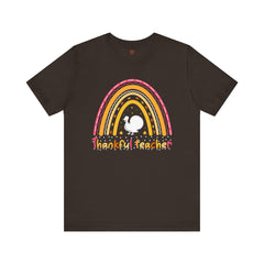 Thankful Teacher T‑Shirt – Retro Rainbow Turkey Teacher Appreciation Tee