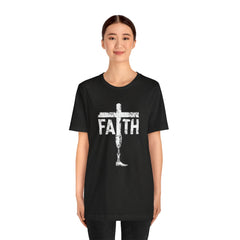 Faith Cross Prosthetic Leg T‑Shirt — Amputee Inspirational Christian Tee
