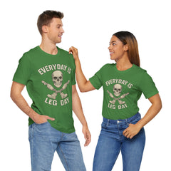 Fitness Tee | Leg Amputee Funny Skull, Everyday Leg Day Gym Shirt, Workout Top