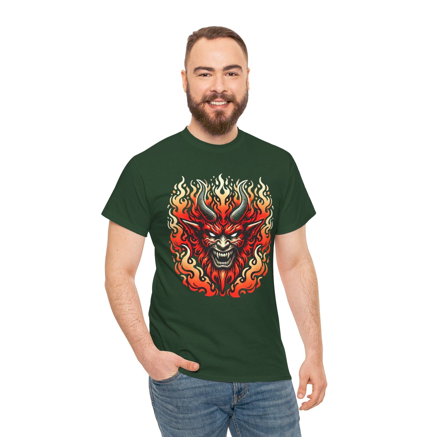 Fiery Fire Demon - Graphic Unisex Heavy Cotton Tee