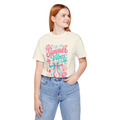 Summer Vibes Tee — Pastel Seashell Bow Beach T-Shirt