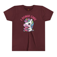 I Donut Care Unicorn Youth Short Sleeve Tee - Fun & Whimsical T-Shirt for Kids