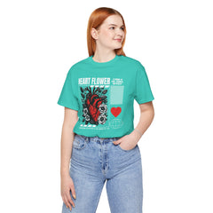 Heart Flower Tee - Nuturing Affection In The Garden Of Life - Positive Vibes Unisex Jersey Short Sleeve Tee
