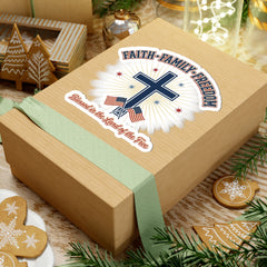 Faith Family Freedom Cross Sticker | Patriotic, Faith-Based July 4th