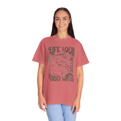 Whales, Life Look Better Under Water -  Graphic Unisex Garment-Dyed T-shirt