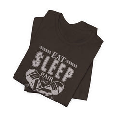 Hair Enthusiast Tee, Eat Sleep Hair Repeat Shirt, Funny Barber Gift, Unisex Jersey Tee, Casual Everyday Apparel, Salon Worker Top