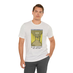 Do Not Question The Hallway T-Shirt — Retro Yellow Corridor Graphic Tee
