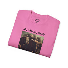 My Missing Limb? It Was Stampeding Elephants - Unisex T Shirt | Amputee Humor, Amputee Gift, Amputation Excuse, Animal, Wildlife, Motivation