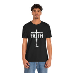 Faith Cross Prosthetic Leg T‑Shirt — Amputee Inspirational Christian Tee