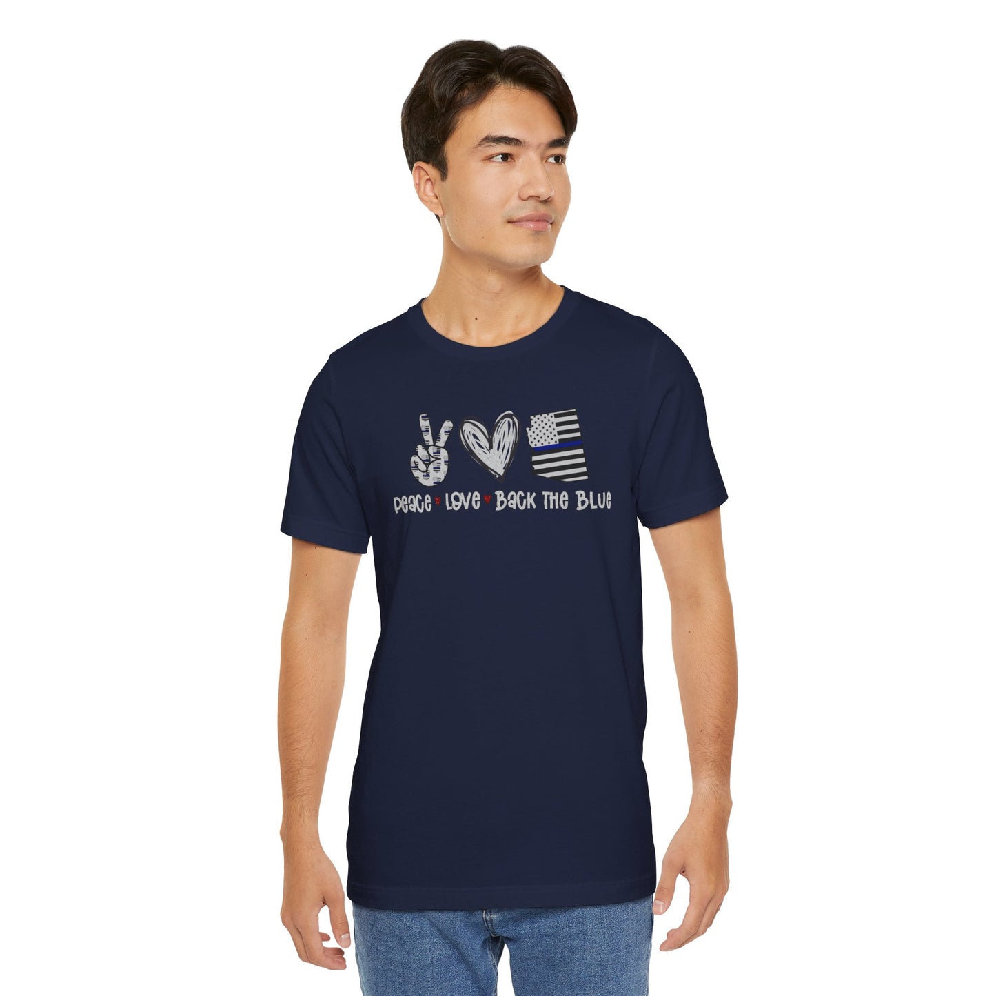 Peace Love Back The Blue in Arizona, Graphic Unisex Short Sleeve Tee