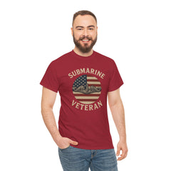 Submarine Veteran American Flag Tee | Unisex Heavy Cotton T-Shirt, Military Apparel, Veteran Gift, Patriotic Top, Casual Wear