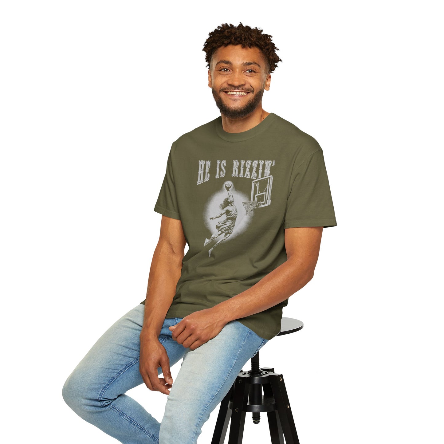 He Is Rizzin' Vintage Playing Basketball Shirt  -  Unisex T Shirt