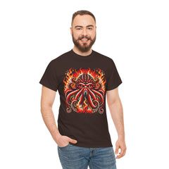 Fiery Fire Kraken - Graphic Unisex Heavy Cotton Tee