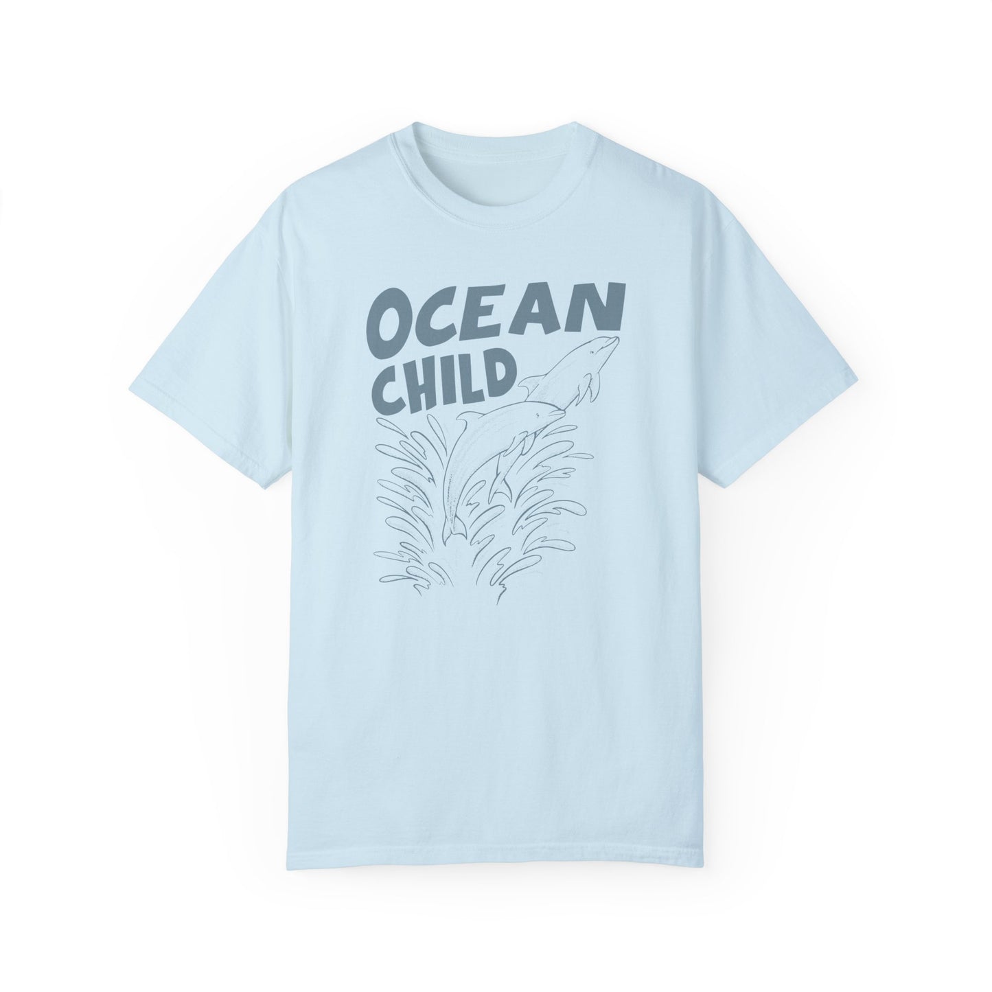 Dolphins, Ocean Child -  Graphic Unisex Garment-Dyed T-shirt