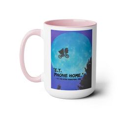 ET Phone Home Mug: 15oz Two-Tone, Retro Movie, Pop Culture Gift