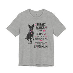 Personalized Your Dog and its name Mother's Day T-Shirt — 'Treats. Walks. Toys. Naps.