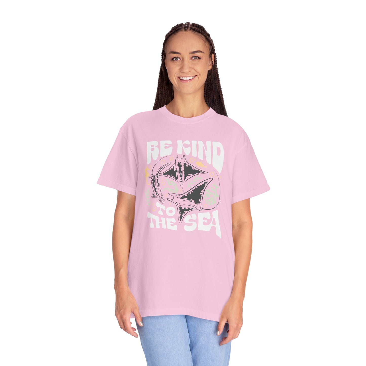 Sting Rays, Be Kind To The Sea -  Graphic Unisex Garment-Dyed T-shirt