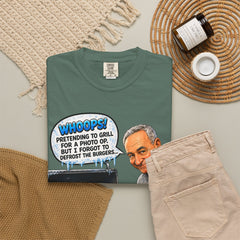 Grill Master Grandpa Funny BBQ T-Shirt — "Whoops! Pretending to Grill for a Photo" Graphic Tee