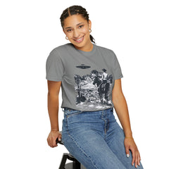 UFO Meets Cowboy Unisex Garment Shirt -Dyed  T Shirt