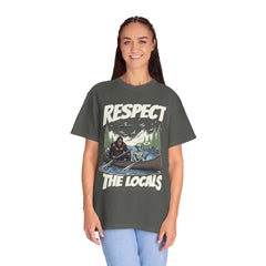Bigfoot and Alien Outdoor Canoe Adventure - Respect The Locals T-Shirt