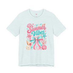 Summer Vibes Tee — Pastel Seashell Bow Beach T-Shirt