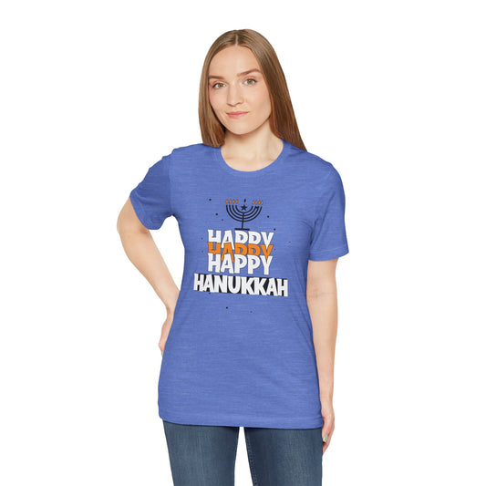 Happy Hanukkah Menorah - Unisex Jersey Short Sleeve Tee