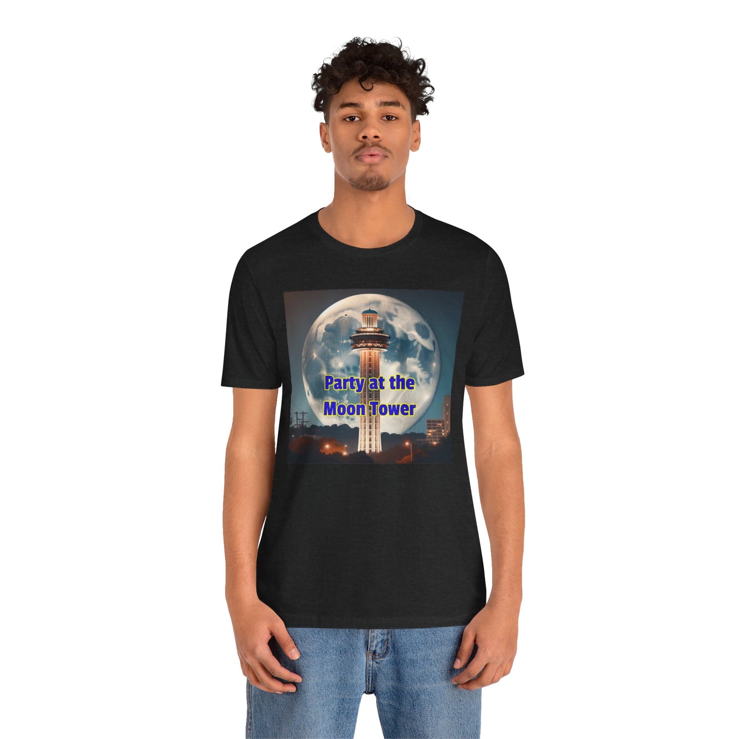 Party At The Moon Tower , Graphic Unisex Jersey Short Sleeve Tee