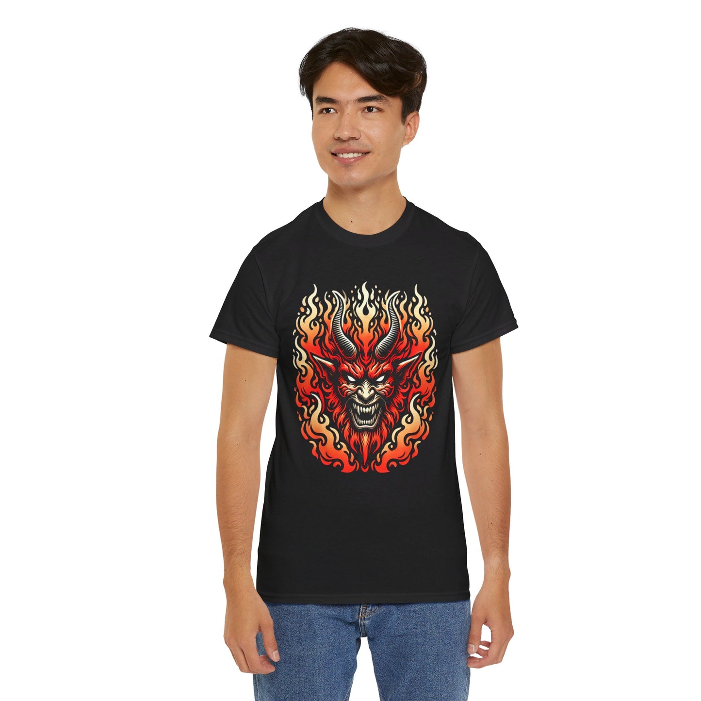 Fiery Fire Demon - Graphic Unisex Heavy Cotton Tee