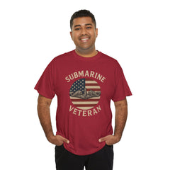 Submarine Veteran American Flag Tee | Unisex Heavy Cotton T-Shirt, Military Apparel, Veteran Gift, Patriotic Top, Casual Wear