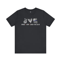 Peace Love Back The Blue in Alaska, Graphic Unisex Short Sleeve Tee