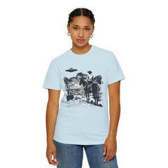 UFO Meets Cowboy Vintage Graphic T-Shirt — Retro Western Alien Tee