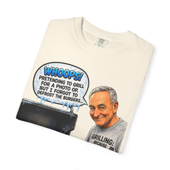 Grill Master Grandpa Funny BBQ T-Shirt — "Whoops! Pretending to Grill for a Photo" Graphic Tee