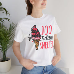 100 Days of School Unisex Tee | Elementary School, Ice Cream, Teacher Apparel