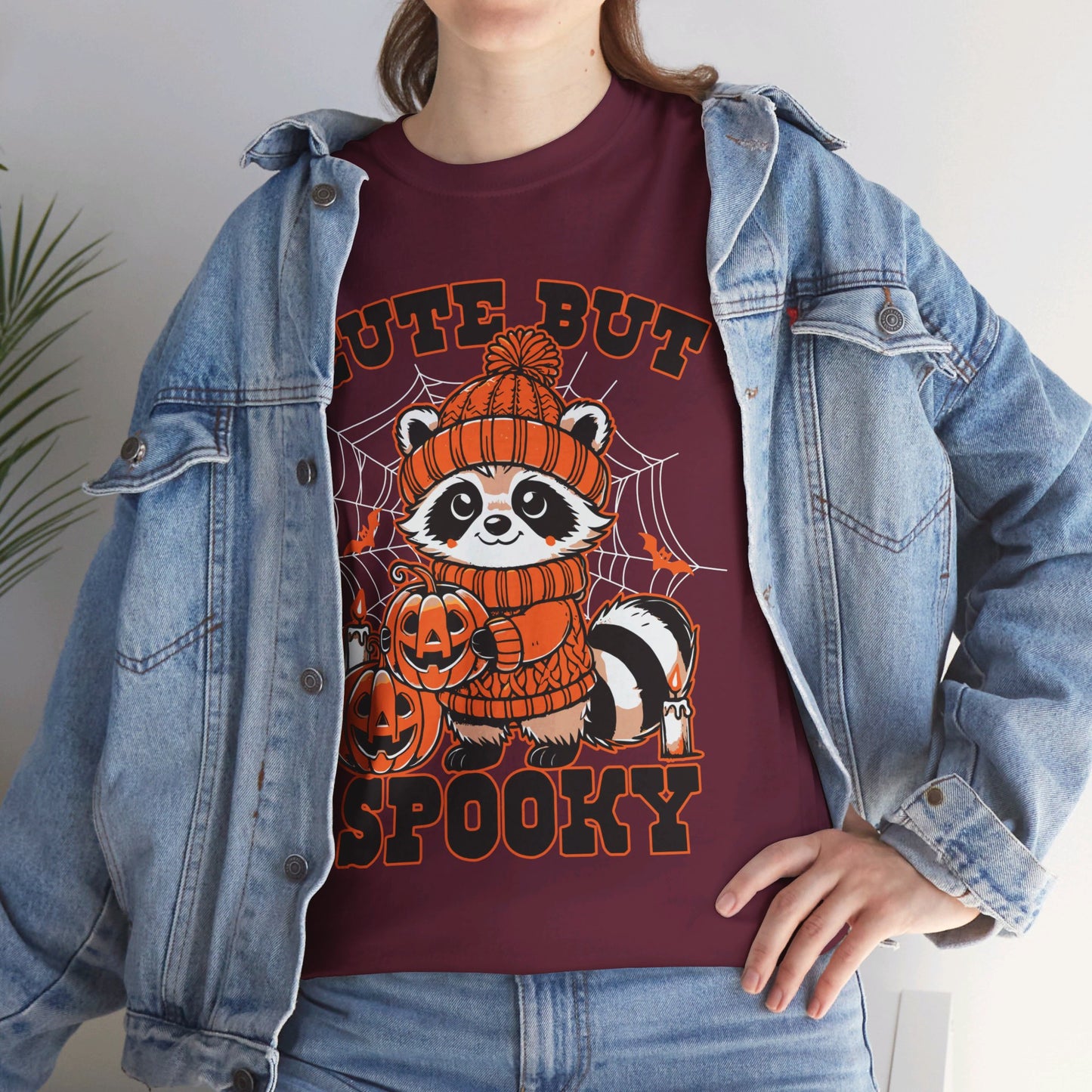 Cute But Spooky Halloween Raccoon! Graphic Unisex Heavy Cotton Tee