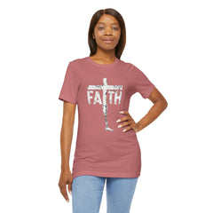 Faith Cross Prosthetic Leg T‑Shirt — Amputee Inspirational Christian Tee
