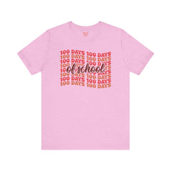 100 Days of School - Unisex Short Sleeve Tee | Elementary School Holiday, Teacher Apparel, Kids Motivation, Days Checked Off