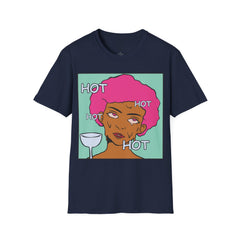 HOT Pink Cotton Candy Haired Pop Art Lady Unisex Softstyle T-Shirt