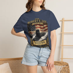 USS Robert E Lee SSBN 601 Submarine T-Shirt with a quote from its namesake