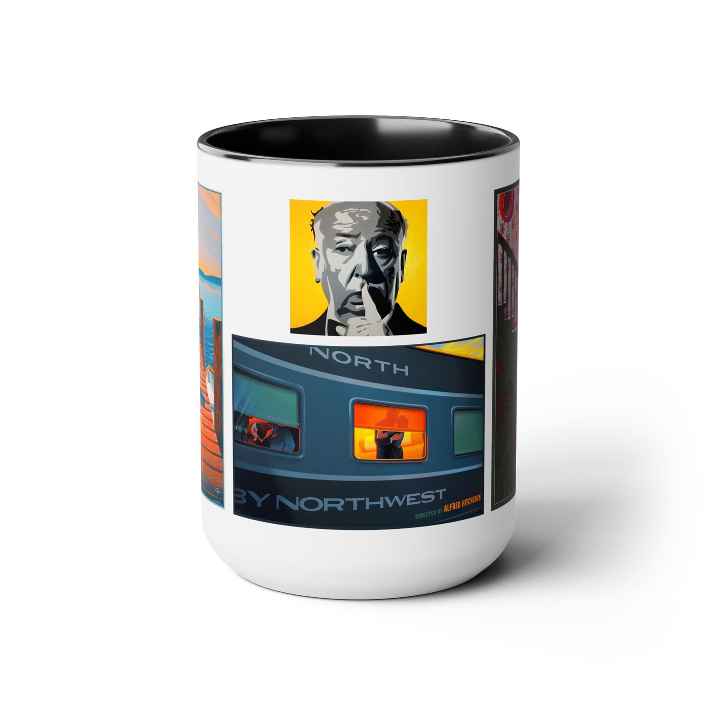 Alfred Hitchcock 3 Graphic Panel Movie Mug