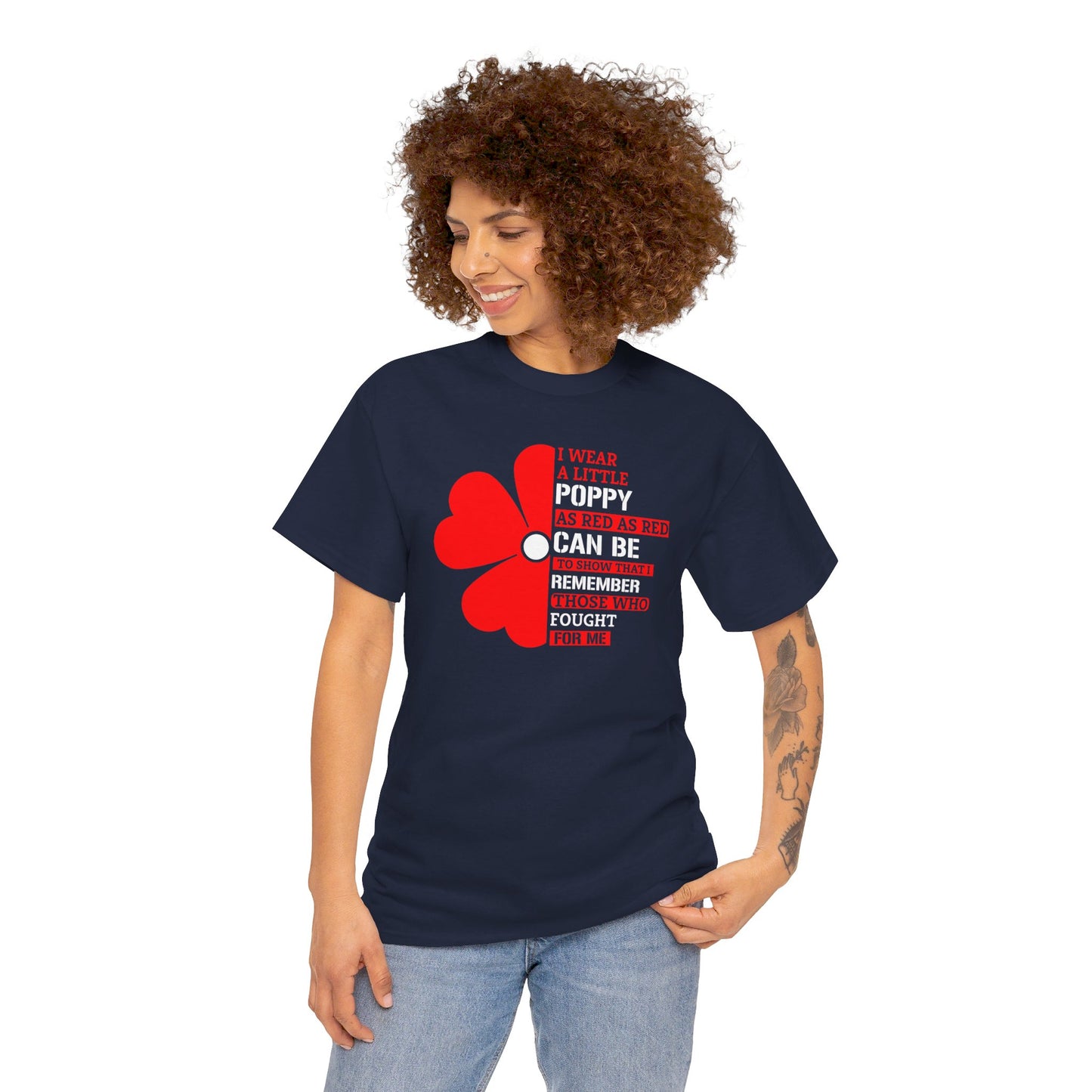 Memorial Day Poppy Tee, For Those Who Fought For Me, Unisex Cotton Tee