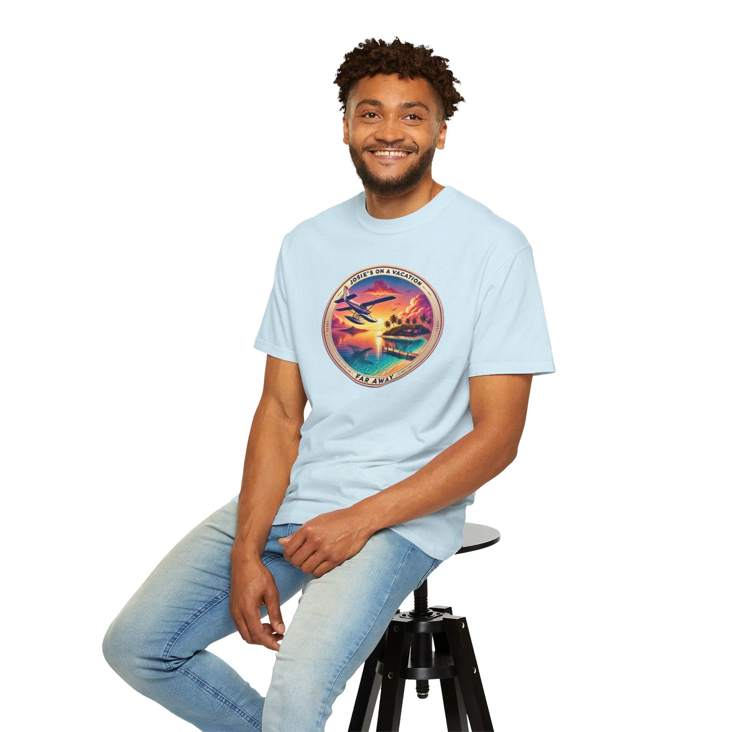 Josies On A Vacation Far Away Graphic Unisex Garment-Dyed T-shirt