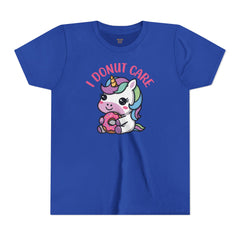 I Donut Care Unicorn Youth Short Sleeve Tee - Fun & Whimsical T-Shirt for Kids